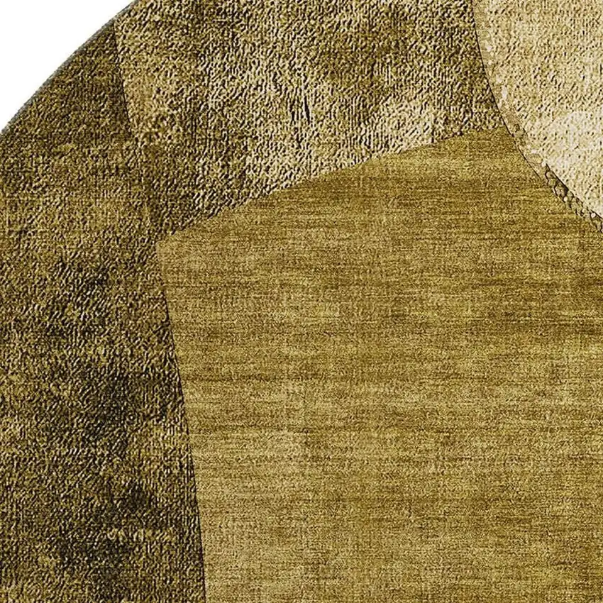 8' Brown And Beige Abstract Washable Round Rug With UV Protection Photo 3