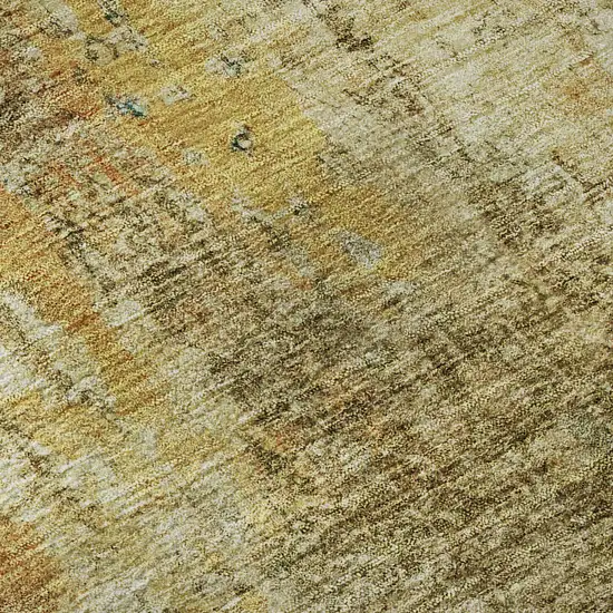 8' Brown And Beige Abstract Washable Round Rug With UV Protection Photo 8