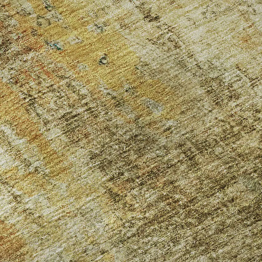 8' Brown And Beige Abstract Washable Round Rug With UV Protection Photo 8