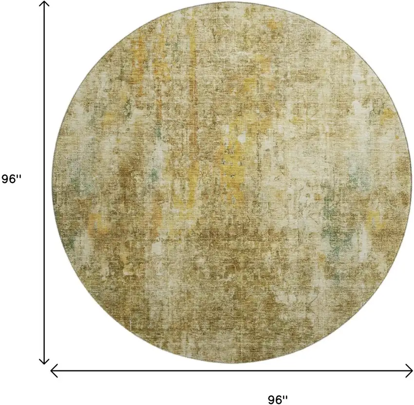 8' Brown And Beige Abstract Washable Round Rug With UV Protection Photo 9