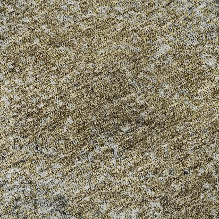 8' Brown And Beige Abstract Washable Round Rug With UV Protection Photo 9