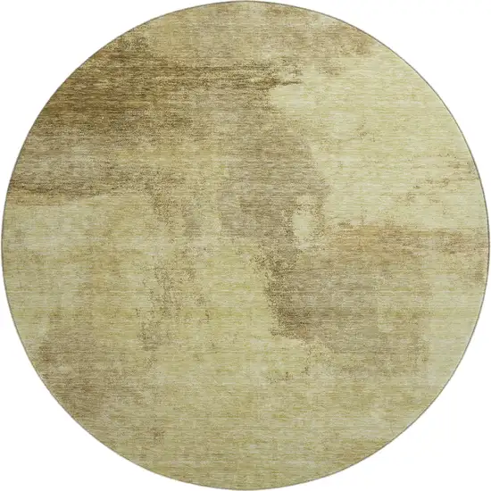 8' Brown And Beige Abstract Washable Round Rug With UV Protection Photo 1