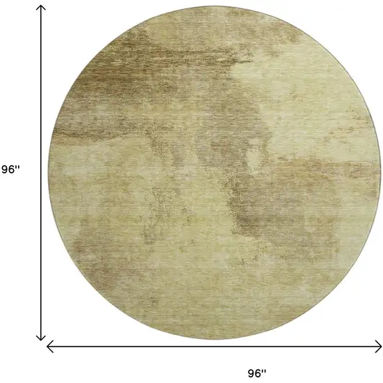 8' Brown And Beige Abstract Washable Round Rug With UV Protection Photo 9
