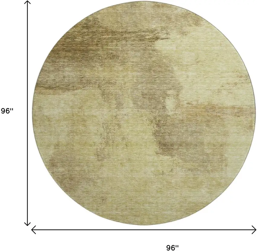 8' Brown And Beige Abstract Washable Round Rug With UV Protection Photo 9