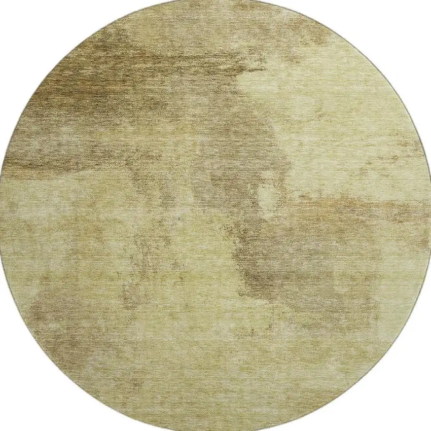 8' Brown And Beige Abstract Washable Round Rug With UV Protection Photo 3