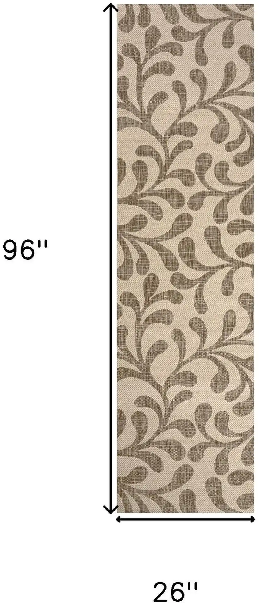 8' Brown And Beige Floral Indoor Outdoor Runner Rug Photo 3