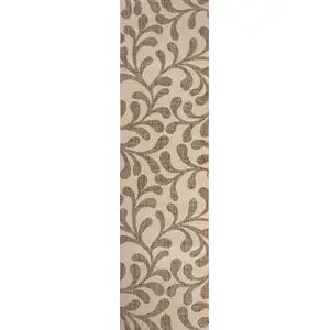 Photo of 8' Brown And Beige Floral Indoor Outdoor Runner Rug