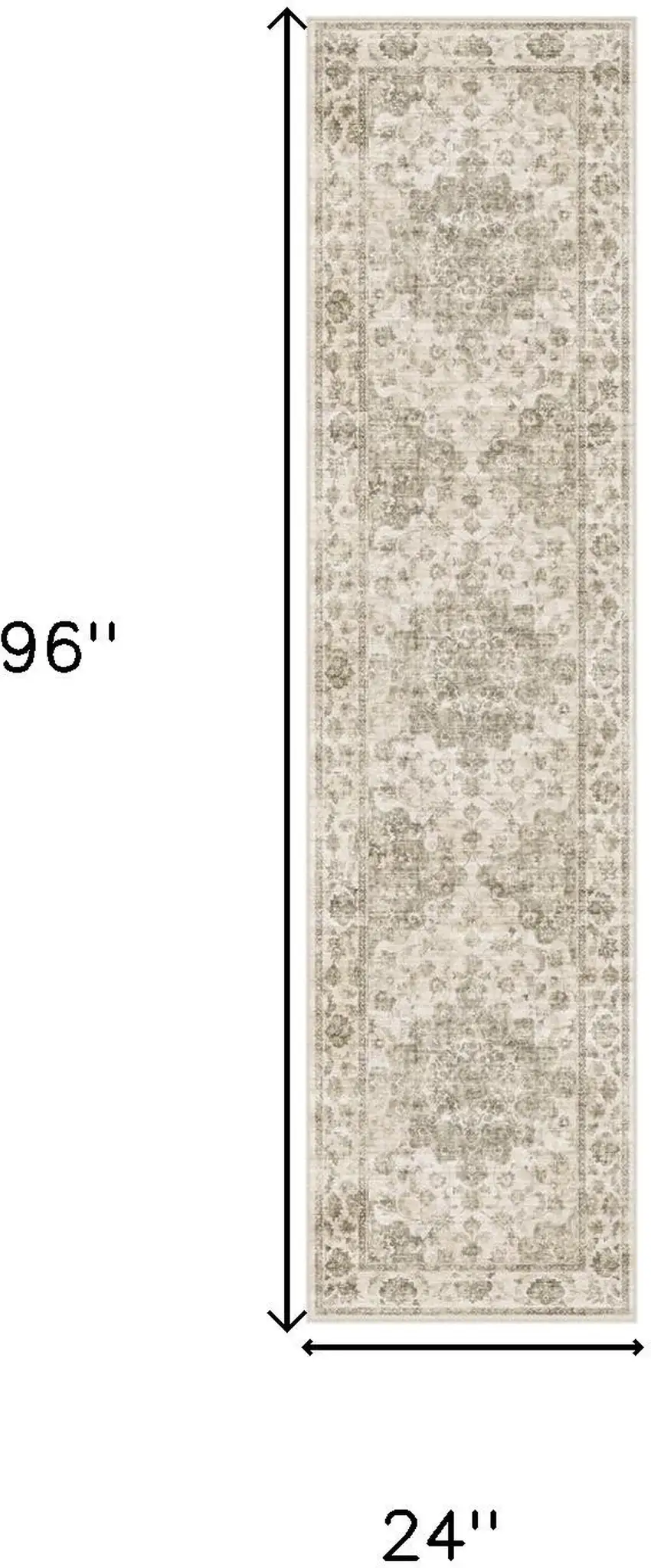 8' Brown And Beige Floral Medallion Washable Area Rug Photo 5