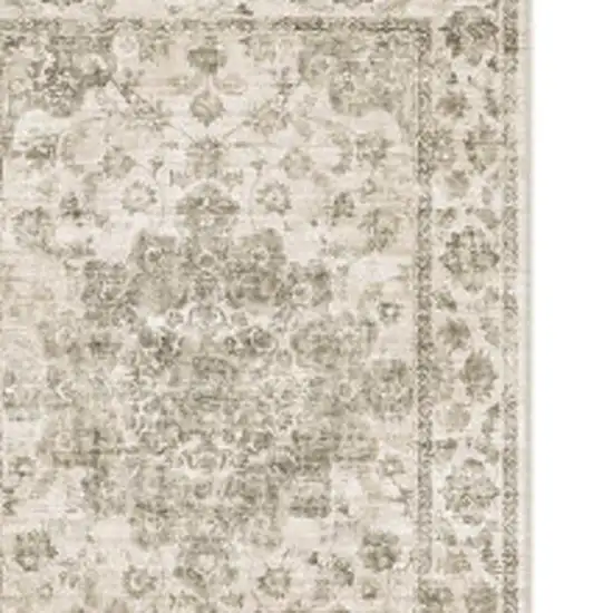 8' Brown And Beige Floral Medallion Washable Area Rug Photo 6