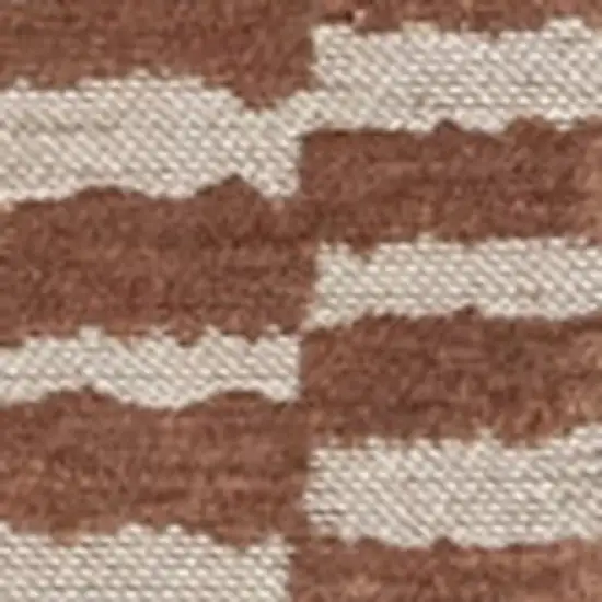 8' Brown And Beige Geometric Berber Washable Round Rug With UV Protection Photo 3