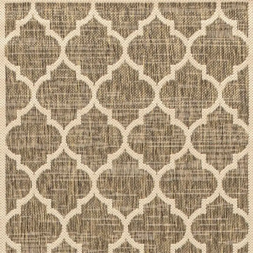 20' Brown And Beige Geometric Indoor Outdoor Runner Rug Photo 3