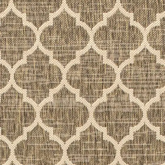 20' Brown And Beige Geometric Indoor Outdoor Runner Rug Photo 2