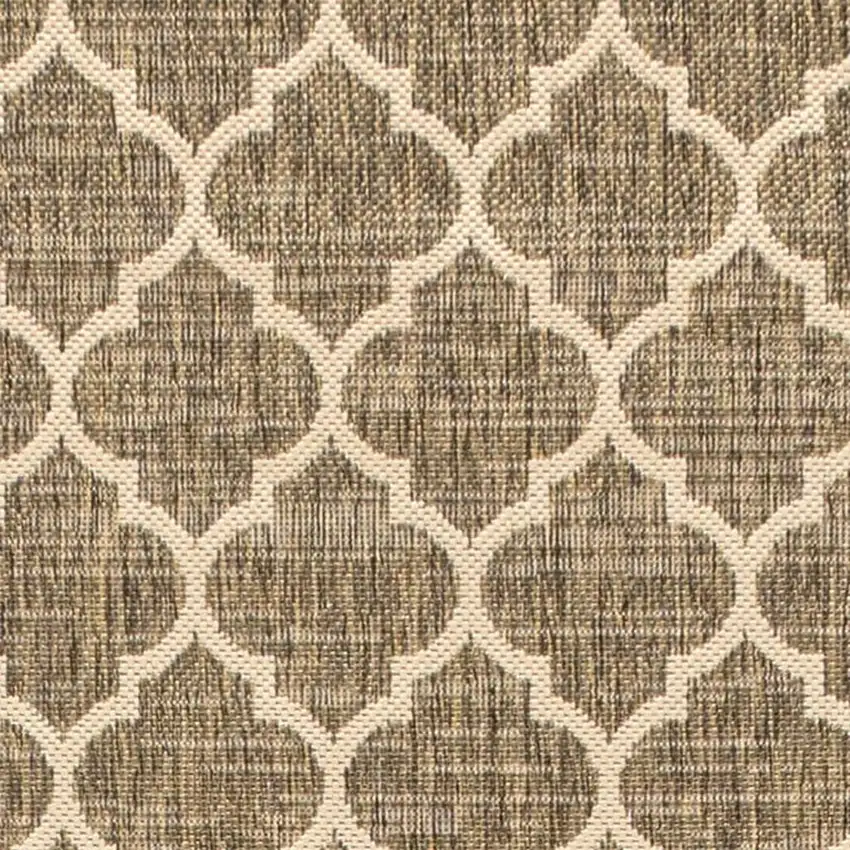 20' Brown And Beige Geometric Indoor Outdoor Runner Rug Photo 2