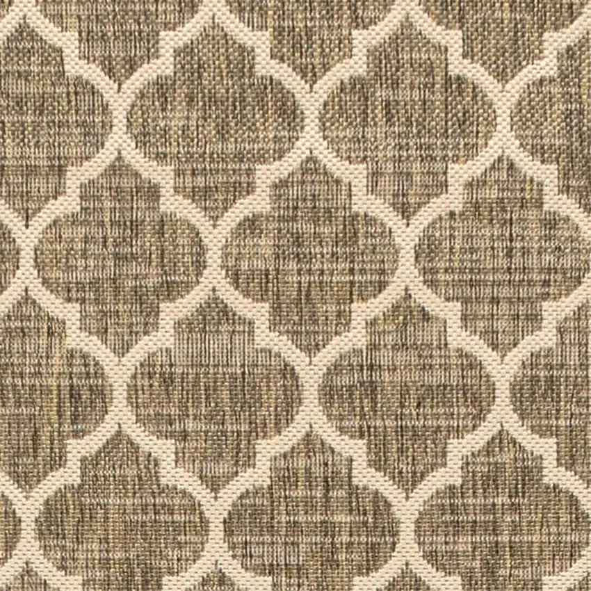 8' Brown And Beige Geometric Indoor Outdoor Runner Rug Photo 2