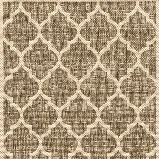 8' Brown And Beige Geometric Indoor Outdoor Runner Rug Photo 3