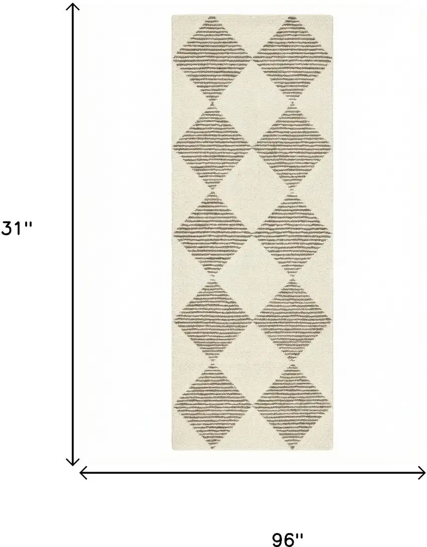 8' Brown And Beige Geometric Runner Rug Photo 8