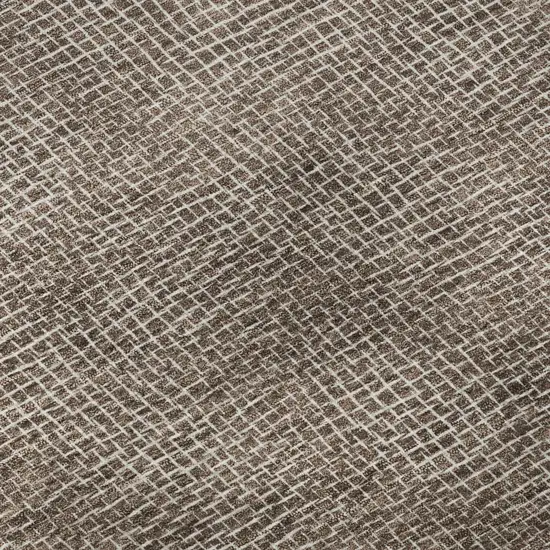 8' Brown And Beige Geometric Washable Round Rug With UV Protection Photo 8