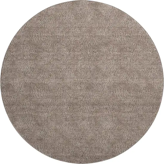 8' Brown And Beige Geometric Washable Round Rug With UV Protection Photo 1