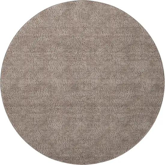 8' Brown And Beige Geometric Washable Round Rug With UV Protection Photo 3