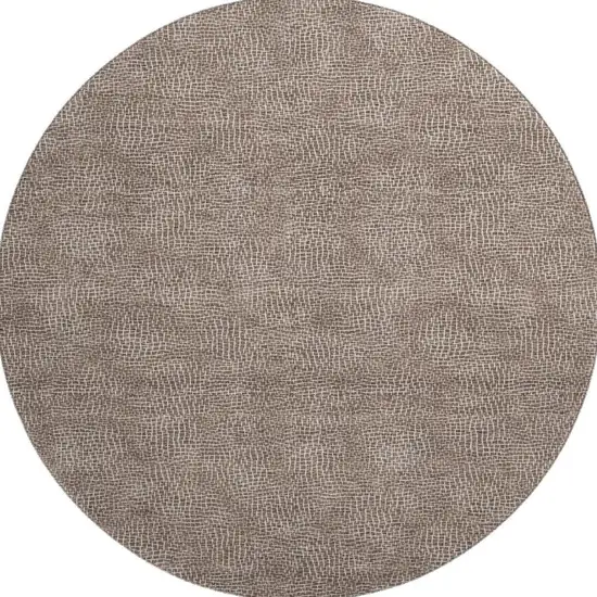 8' Brown And Beige Geometric Washable Round Rug With UV Protection Photo 2