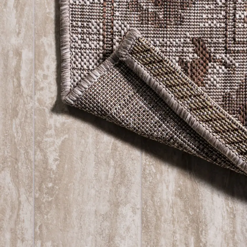 10' Brown And Beige Medallion Indoor Outdoor Runner Rug Photo 8