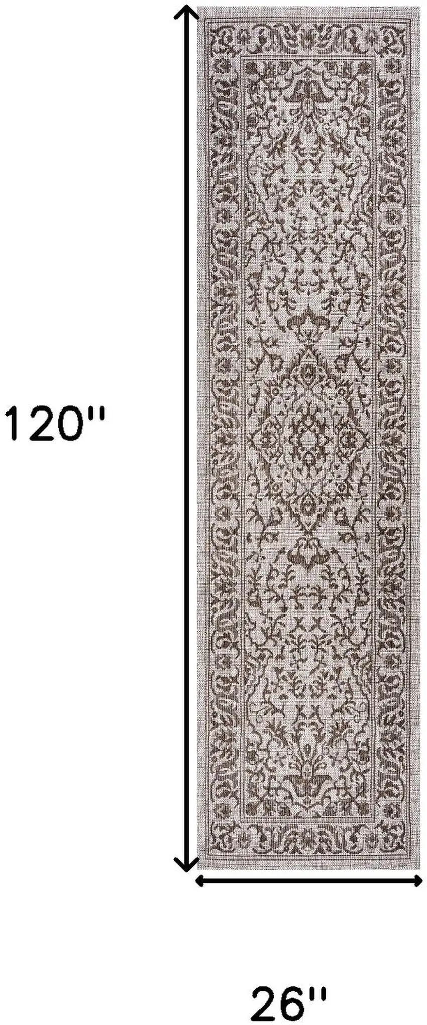 10' Brown And Beige Medallion Indoor Outdoor Runner Rug Photo 3