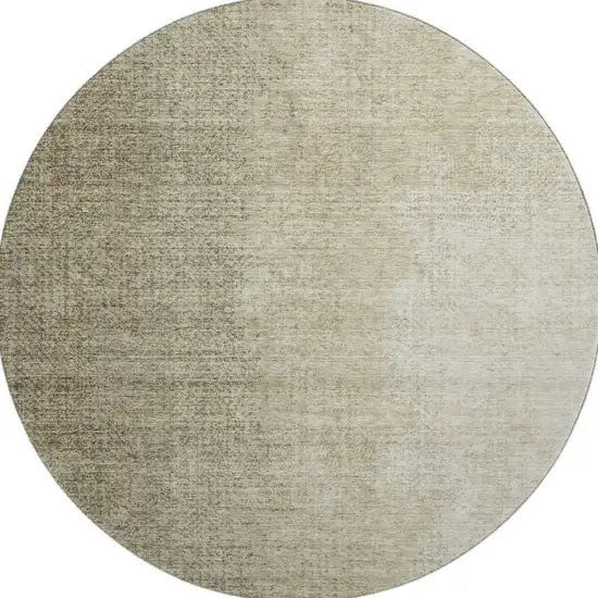 8' Brown And Beige Ombre Washable Round Rug With UV Protection Photo 4