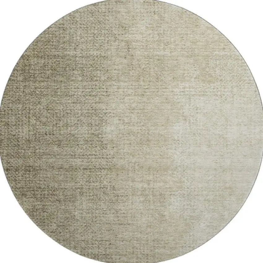 8' Brown And Beige Ombre Washable Round Rug With UV Protection Photo 4