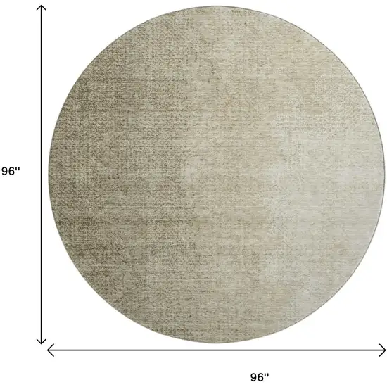 8' Brown And Beige Ombre Washable Round Rug With UV Protection Photo 3