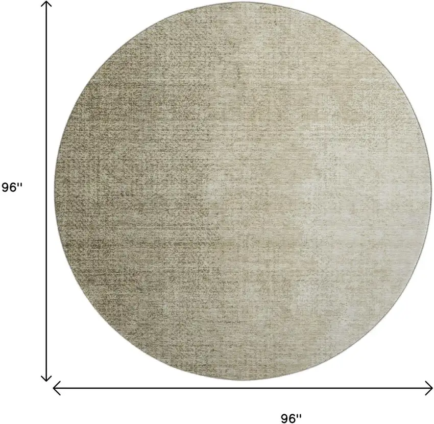 8' Brown And Beige Ombre Washable Round Rug With UV Protection Photo 3