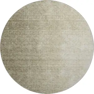 Photo of 8' Brown And Beige Ombre Washable Round Rug With UV Protection