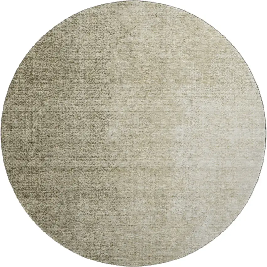 8' Brown And Beige Ombre Washable Round Rug With UV Protection Photo 1
