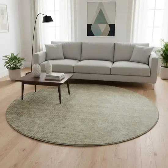 8' Brown And Beige Ombre Washable Round Rug With UV Protection Photo 2