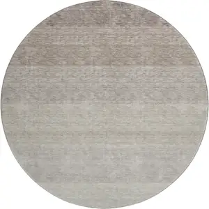 Photo of 8' Brown And Beige Ombre Washable Round Rug With UV Protection