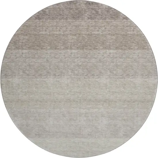 8' Brown And Beige Ombre Washable Round Rug With UV Protection Photo 1