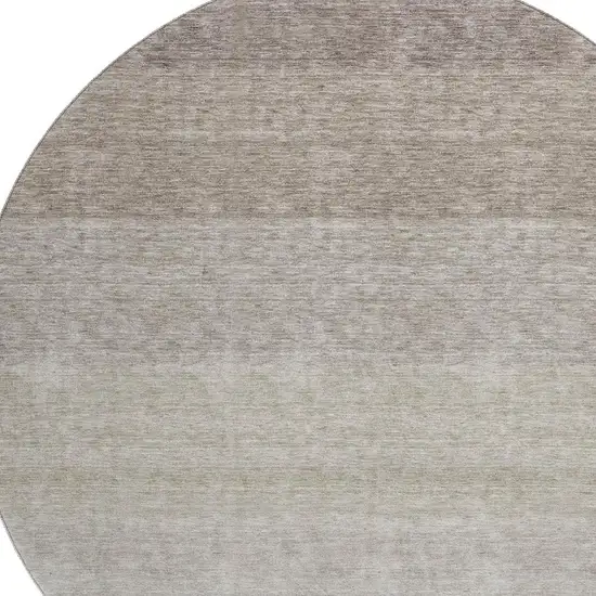8' Brown And Beige Ombre Washable Round Rug With UV Protection Photo 2