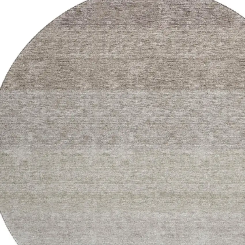 8' Brown And Beige Ombre Washable Round Rug With UV Protection Photo 2