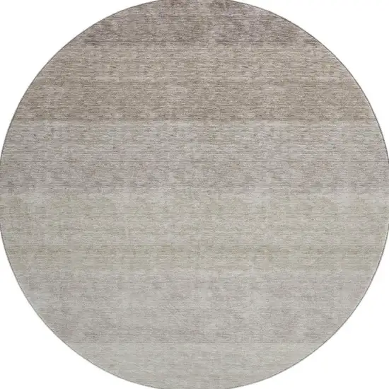 8' Brown And Beige Ombre Washable Round Rug With UV Protection Photo 3