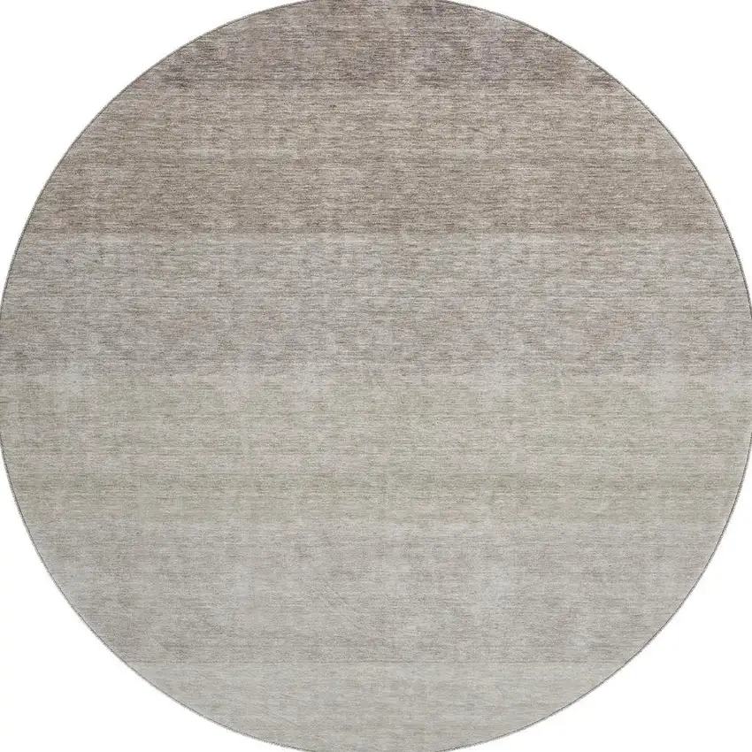 8' Brown And Beige Ombre Washable Round Rug With UV Protection Photo 3