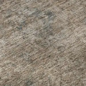 Photo of 8' Brown And Beige Oriental Washable Round Rug With UV Protection