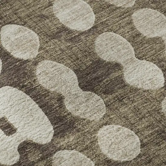 8' Brown And Beige Polka Dot Washable Round Rug With UV Protection Photo 9