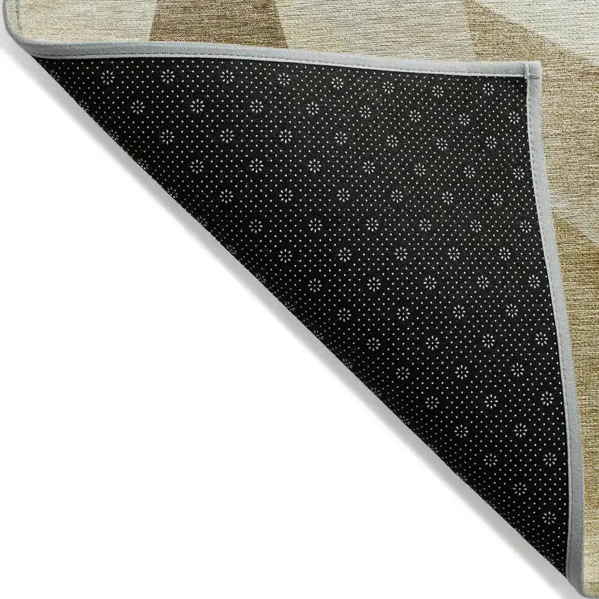 8' Brown And Beige Round Abstract Washable Indoor Outdoor Area Rug Photo 5