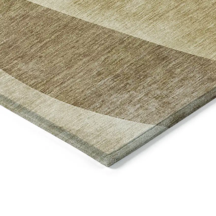 8' Brown And Beige Round Abstract Washable Indoor Outdoor Area Rug Photo 8