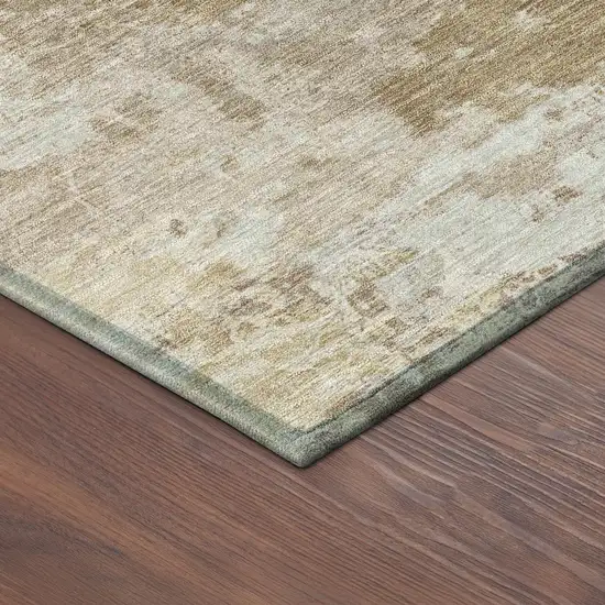 8' Brown And Beige Round Abstract Washable Indoor Outdoor Area Rug Photo 8