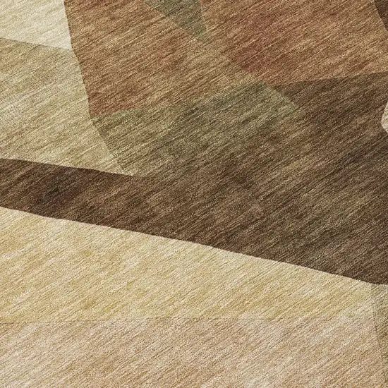 8' Brown And Beige Round Abstract Washable Indoor Outdoor Area Rug Photo 8