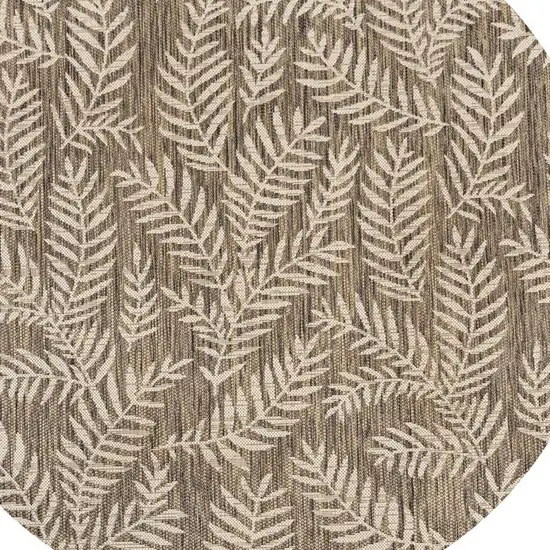 6' Brown And Beige Round Floral Indoor Outdoor Area Rug Photo 2