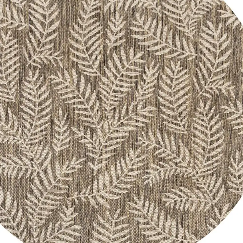 6' Brown And Beige Round Floral Indoor Outdoor Area Rug Photo 2