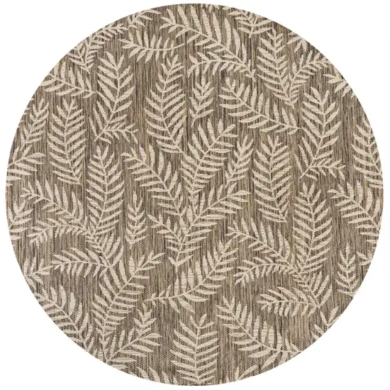9' Brown And Beige Round Floral Indoor Outdoor Area Rug Photo 1