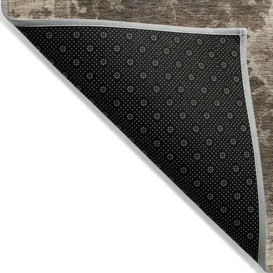 8' Brown And Beige Round Floral Washable Indoor Outdoor Area Rug Photo 9