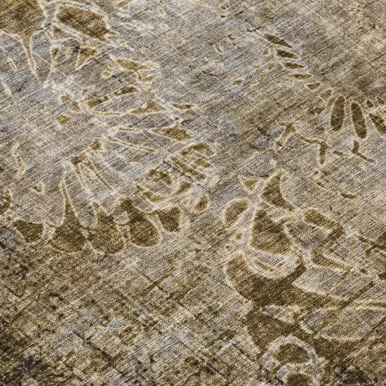 8' Brown And Beige Round Floral Washable Indoor Outdoor Area Rug Photo 9